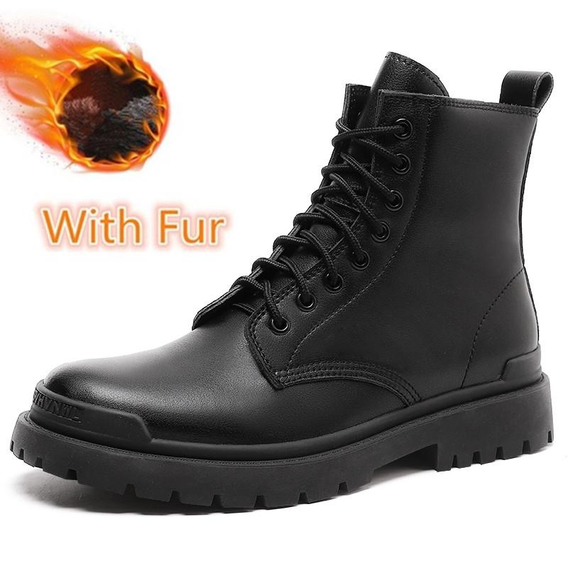 Newest Men Leather Boots Winter Shoes Men Cowhide Motorcycle Designer Outdoors Ankle Boots For Man Military Tactical Big Size 38-47