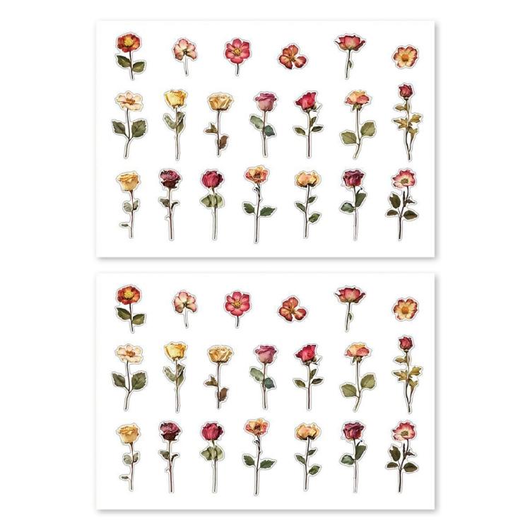 Blatt Blume Hintergrund Aufkleber Klebend PET Aufkleber Scrapbooking Dekorationsmaterial für Journal Planer Kunsthandwerk