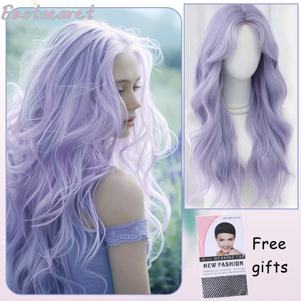 22 Zoll Seeblaue Farbe Synthetische Perücken Mittelscheitel Lang Natürlich Welliges Haar Perücke Für Frauen Cosplay Drag Queen Party Hitzebeständig
