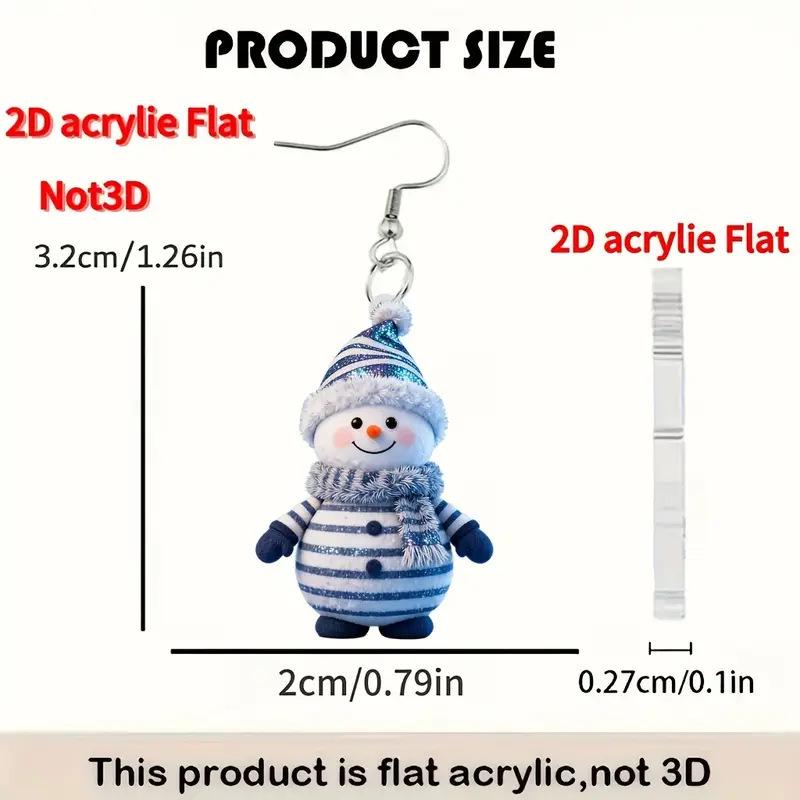 Cross-border Cartoon Snowman Earrings - Cute, Striped Scarf, Flat Acrylic Christmas Decor