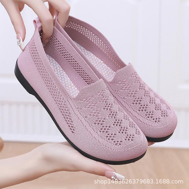 Summer Beijing cloth shoes shallow mouth breathable hollow casual non-slip mid sandals soft sole mesh surface