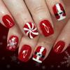ABS Christmas Fake Nail 24PCS Santa Snowflake Glitters Design Holiday Party Press On Nail For DIY Manicure Comfort Wear