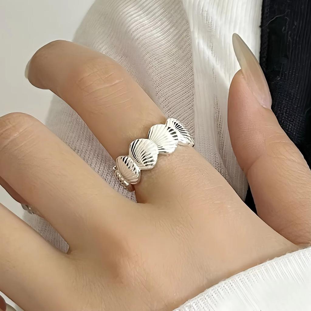 PANJBJ 925 Silver Stars Ring For Women Blue Crystal Opening Sweet Romance Irregular Versatile Jewelry Gift