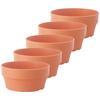 6Pcs Imitation Clay Flowerpot Round Plastic Basin with Drainage Hole Succulent Planter Indoor Outdoor Balcony Desk Garden