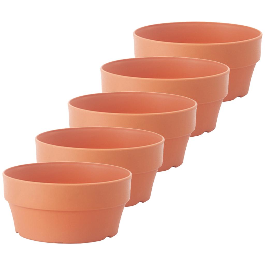 6Pcs Imitation Clay Flowerpot Round Plastic Basin with Drainage Hole Succulent Planter Indoor Outdoor Balcony Desk Garden