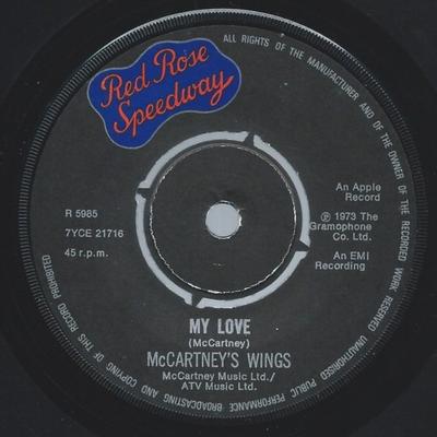 7inch Record WINGS - My Love R5985 Apple Records 1973 UK Rock Used