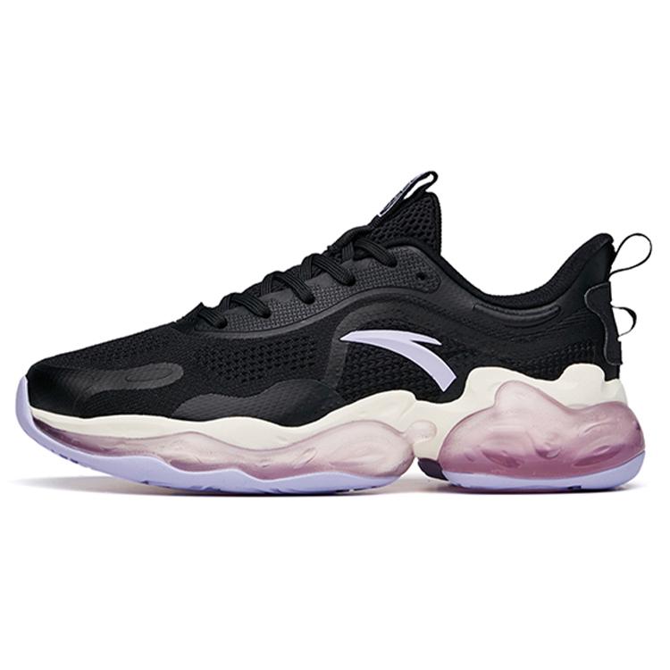 New Anta Cushioning Rebound Low Top Running Shoes Women's Black Purple 122035501-12