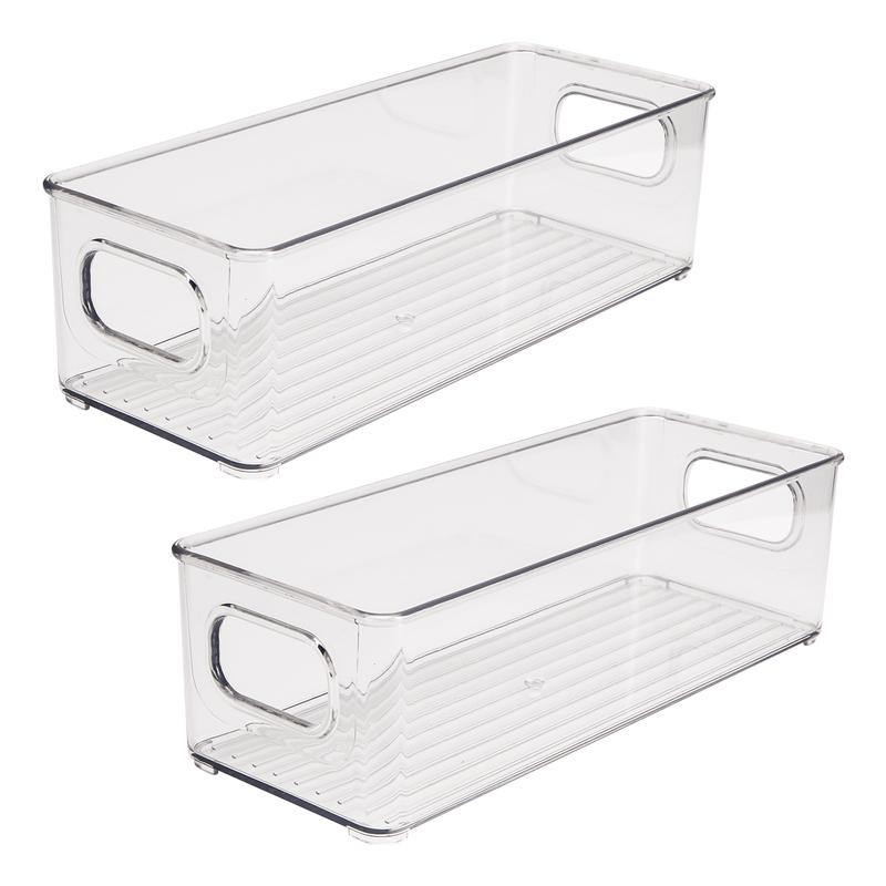 

Plastic Kitchen Pantry, Cabinet, Refrigerator Food Storage Organizer Bin Basket With Handles-Organizer For Fruit прозрачный