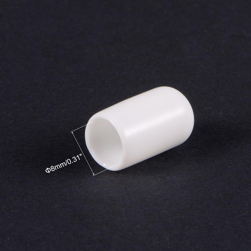 uxcell Round Rubber End Caps Vinyl Cover Screw Protector 8mm White 50pcs