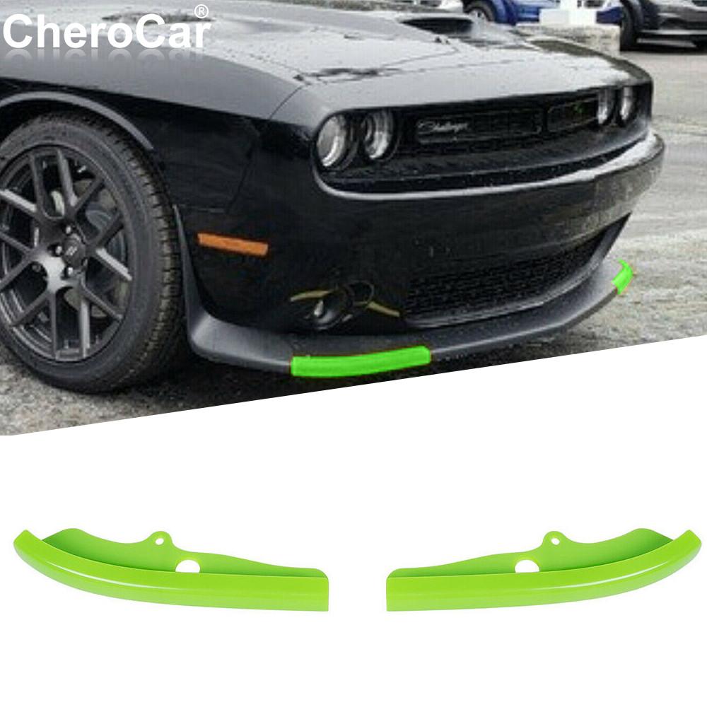 2pcs Front Bumper Lip Splitter Protector Cover For Dodge Challenger 2015+ Green
