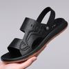 Men Summer Slip-On Sandals Breathable Soft Bottom Casual Driving Beach Shoes Anti-Slip Comfortable PU Leather Zapatos De Hombre