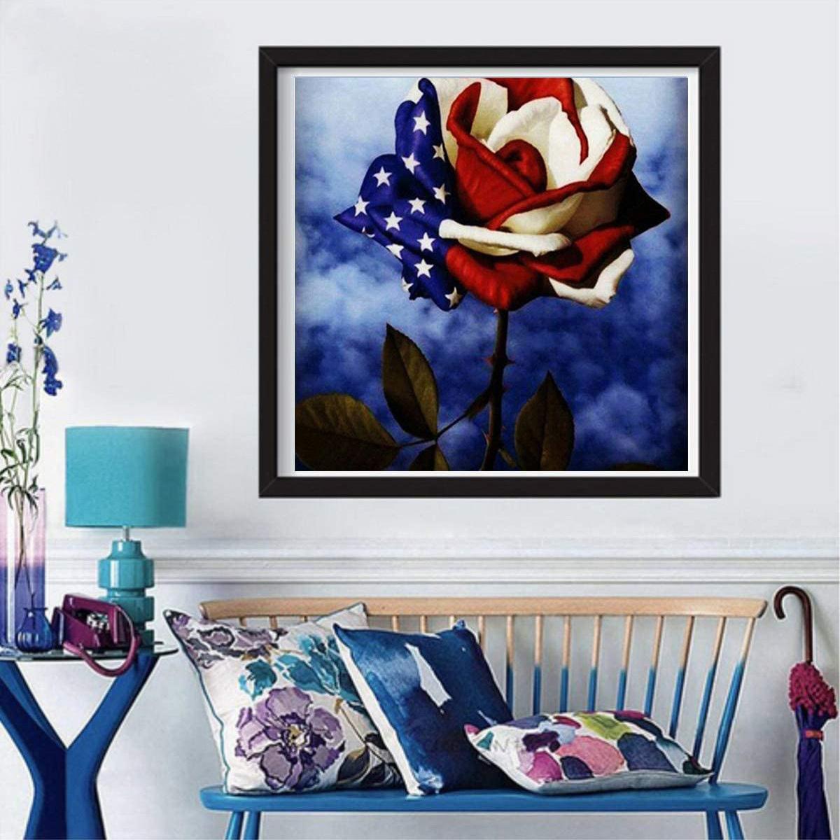 

5D Diy Алмазная картина Голубая роза Алмазная вышивка Полный набор аниме Наборы для вышивки крестом Домашний декор Подарок ручной работы Round 30x30cm