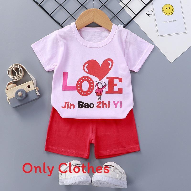 Baby Cartoon T Shirt Shorts Set With Cotton Fabric For Kids Ages 3 To 8