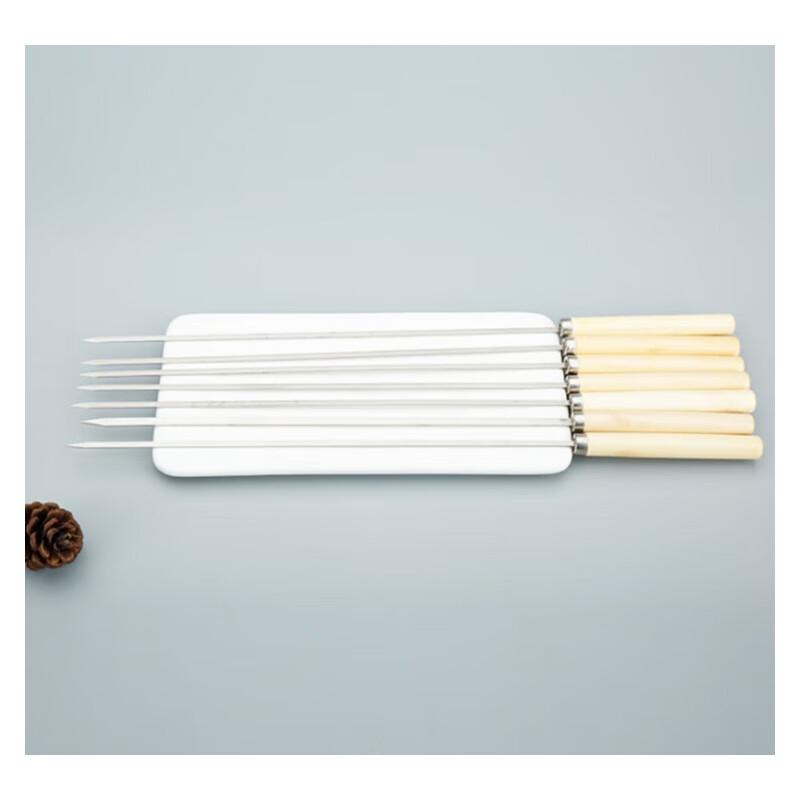 COKRSUPE Stainless Steel BBQ Skewers with Wooden Handle