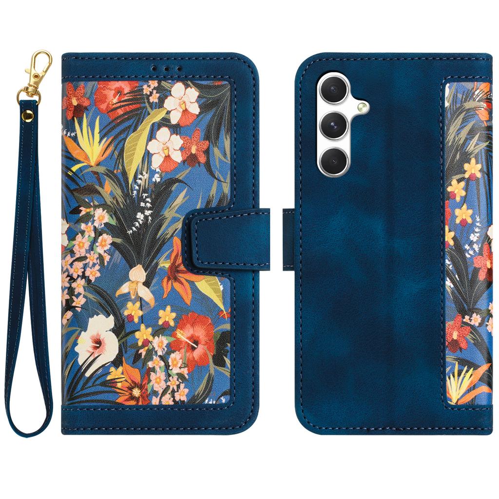 For Samsung Galaxy A56 5G Case PU Leather Floral Phone Cover with Card Slots