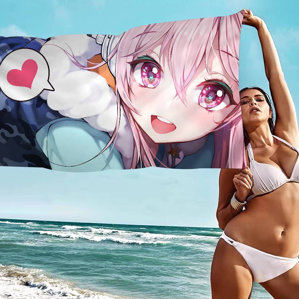 S-Super Sonico Microfiber Printed Beach Towel Mountain Climbing Yoga Beach Swimming Running Absorbent Soft Towel