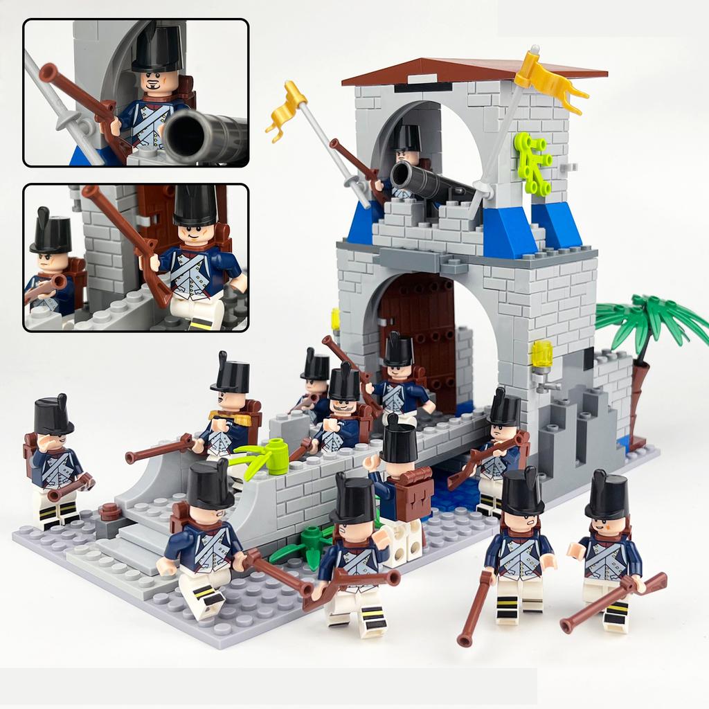 1602F Medieval Guardian Tower Building Bridge Miniature Military Building Block Model Toy