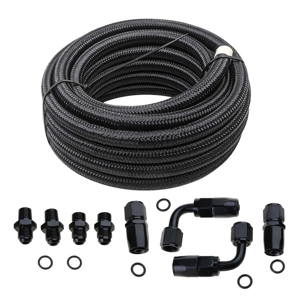 Car Modified Automatic Transmission Reefer Line Kit for 4L60E 4L65E Black AN6 Black Cable Oil Coolers Tubing