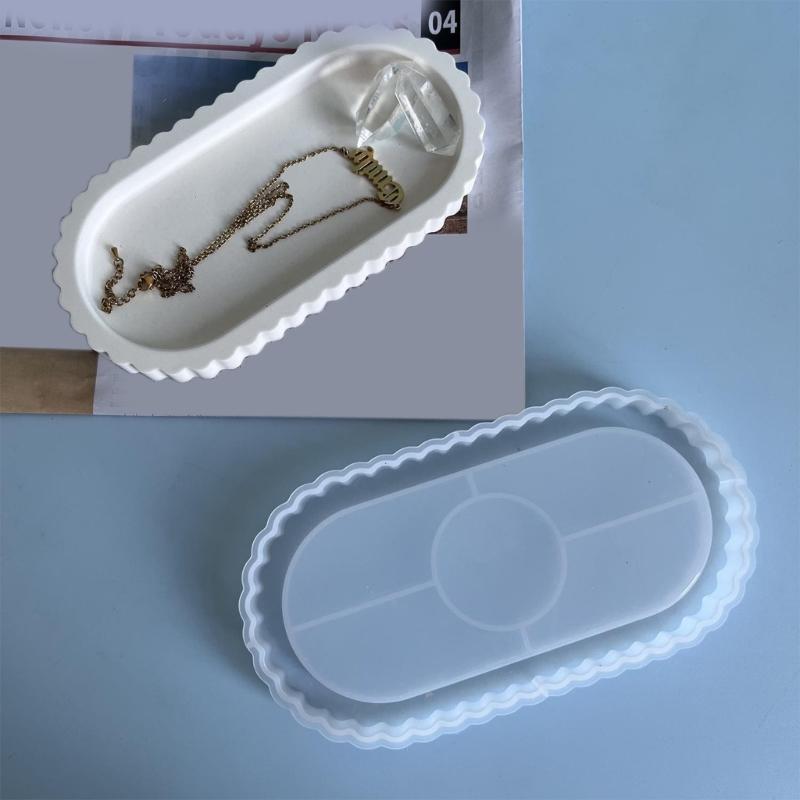 Jewelry Tray Silicone Moulds Oval Resin Tray Molds for Epoxy Resin Candle Holder Jewelry Storage Tray Home Decoration