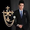Men's Fashion Suit Brooch Simple Diamond Tassel Metal Wedding Dress Suit Brooch Collar Pin