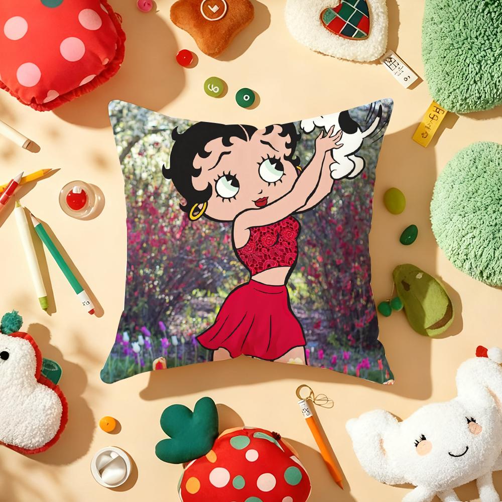 B-Bettys-Cute-B-Boops Pillow Case Plush Fabric Soft Double-Sided Printed Sofa Warm Winter Home Gift Cushion Cover