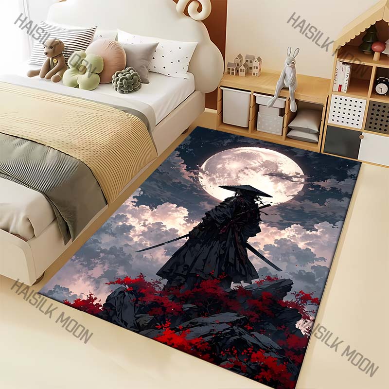 

Japanese Bushido Pattern Carpet for Living Room Bedroom Bedside Floor Mat Sofa Table Area Rugs Home Decor Large Size 40x60cm