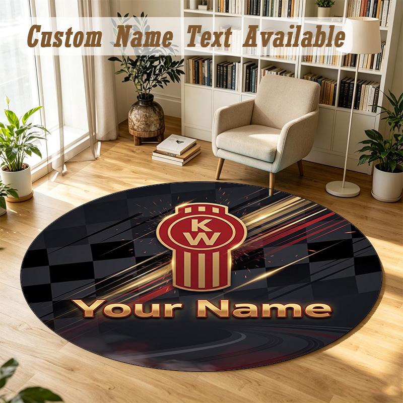 Round Rug Custom NameKenworth Pattern Non Slip Carpet Home Floor Decor