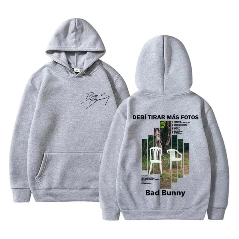 2026 Rapper Bad Bunny Debi Tirar Mas Fotos DTMF Album Graphic Hoodie Men's Women Hip Hop Fashion Sweatshirt Male Streetwear Fans Gift