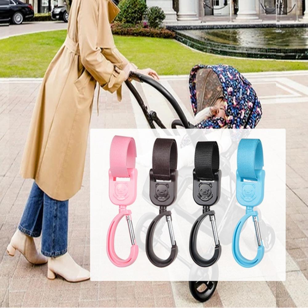 Storage Bag Hooks Car Hook Loop Rotate 360 Degree Baby Stroller Hook Baby Pram Hooks Cartoon Bear