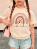 Funny Rainbow Cartoon Print Stylish Design T Shirts Kids Childrens Tshirt Boys Girls Summer Spring Casual Top Tee