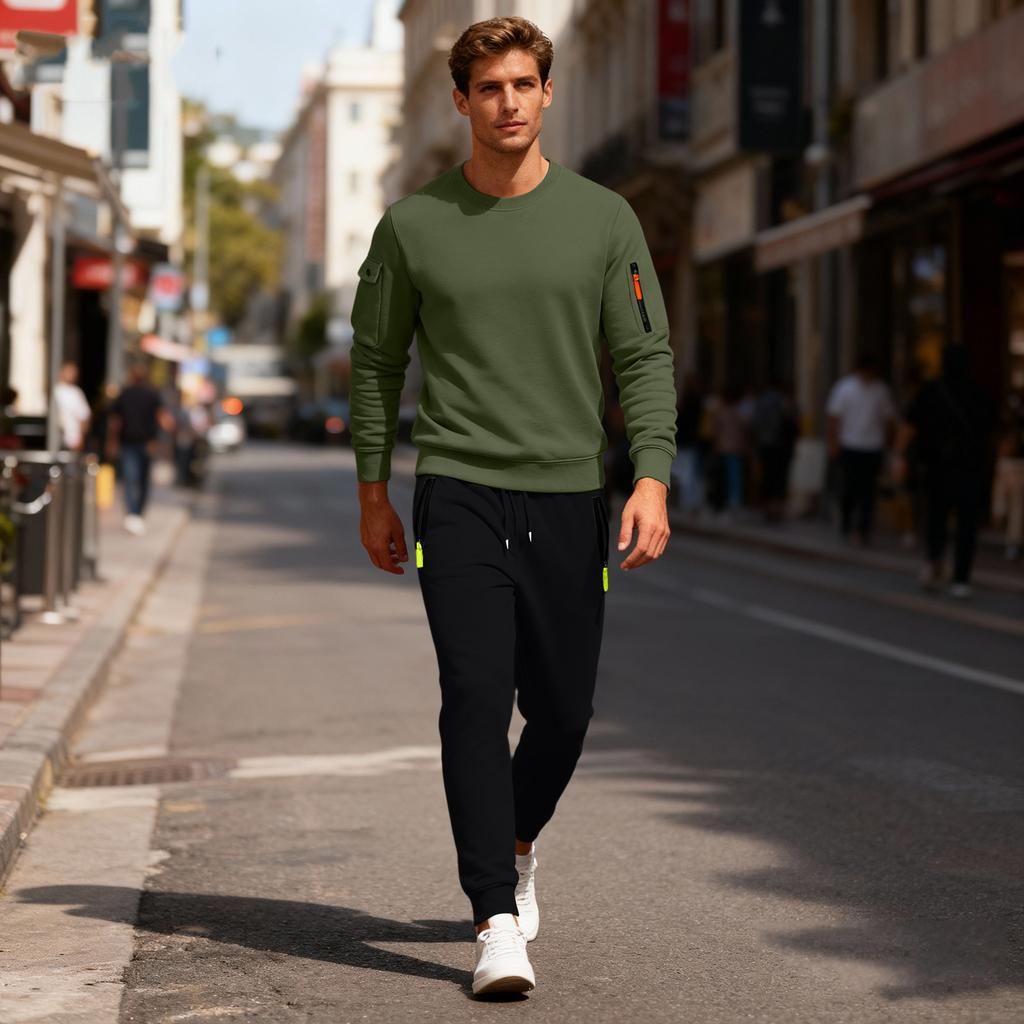 Men's Sweatshirt Suit Men's Solid Color Casual Sports Suit Sweatshirt Suit