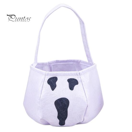 Halloween Party Decor Cute Treat or Trick Bag with Handle for Kids, Reusable Non Decoration Woven Candy Goodie Bag, Soft Handbag Basket Favors