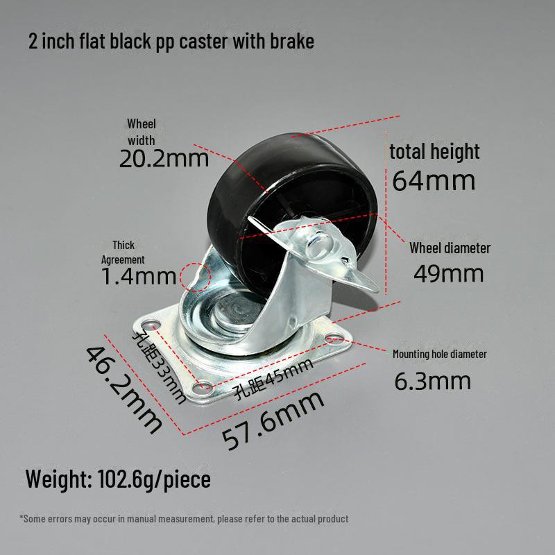 Roată filetată din PP de 1,5 inch pentru mobilier, pentru măsuță de cafea, canapea sau dulap