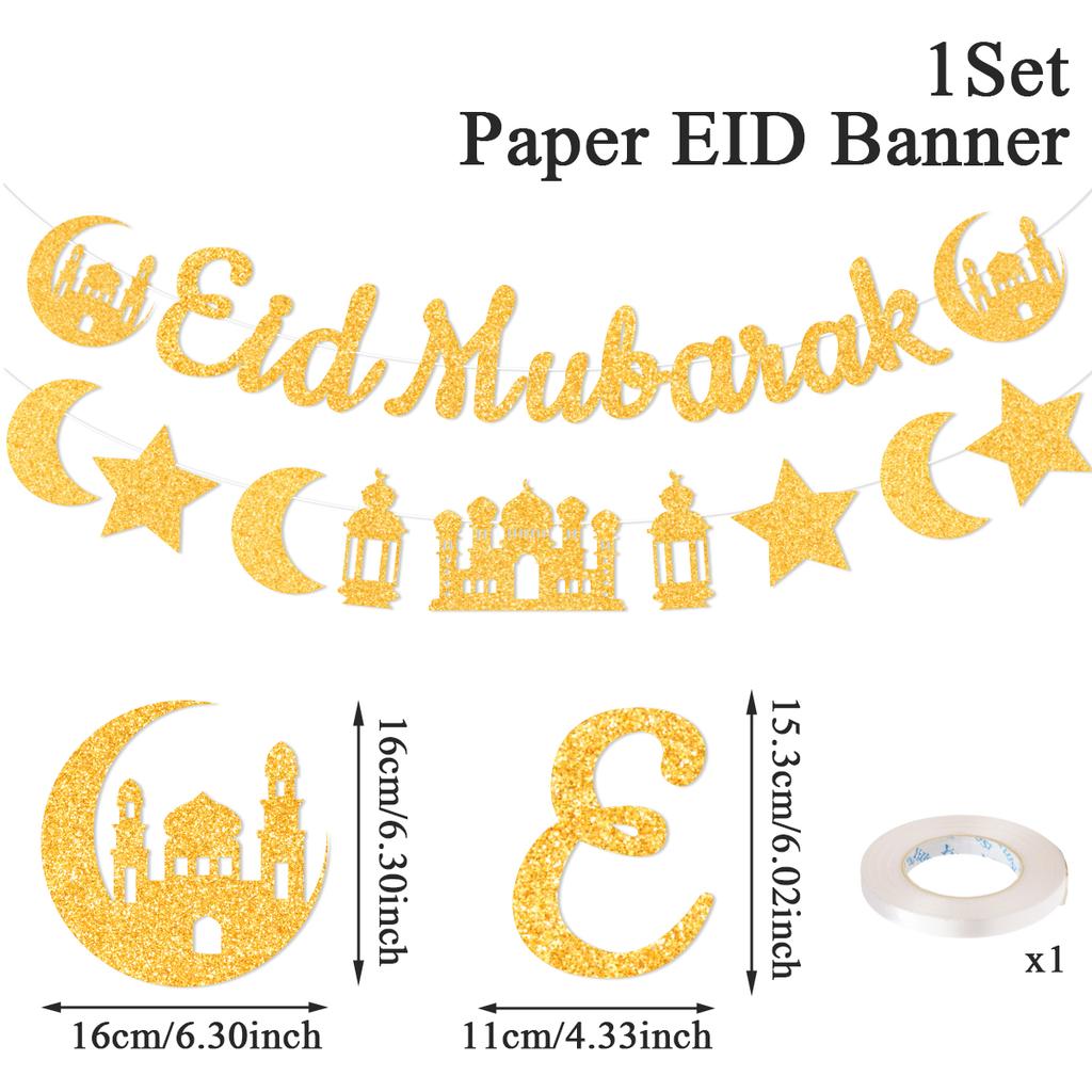 Eid Mubarak Ramadan Kareem Banner Pull The Flag Eid Ramadan Decor For Home 2025 Ramadan Muslim Islamic Party Decor Supplies
