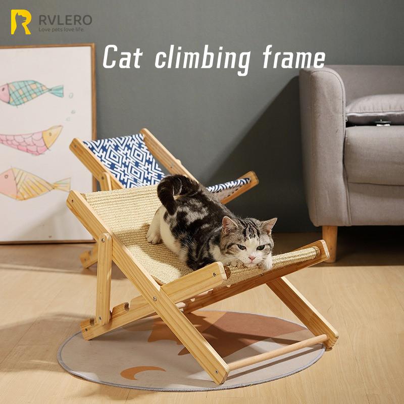 Cat Toys Solid Wood Claw Grinding Cat Climbing Frame Hammock Cat Nest Recliner Cat Scratching Board All season Universal Pet Bed
