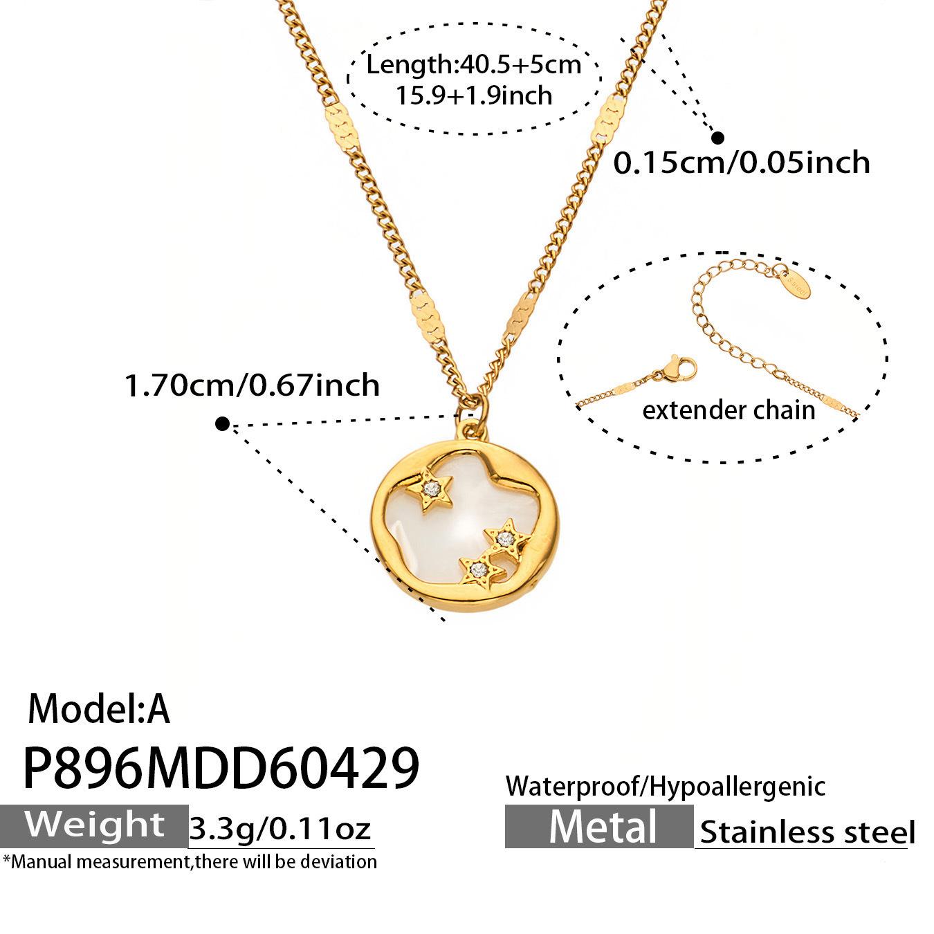 Enamel Starry Sky Pendant Necklace 18K Gold Plated Stainless Steel Fade Resistant Fashion Jewelry Gift for Women Girls