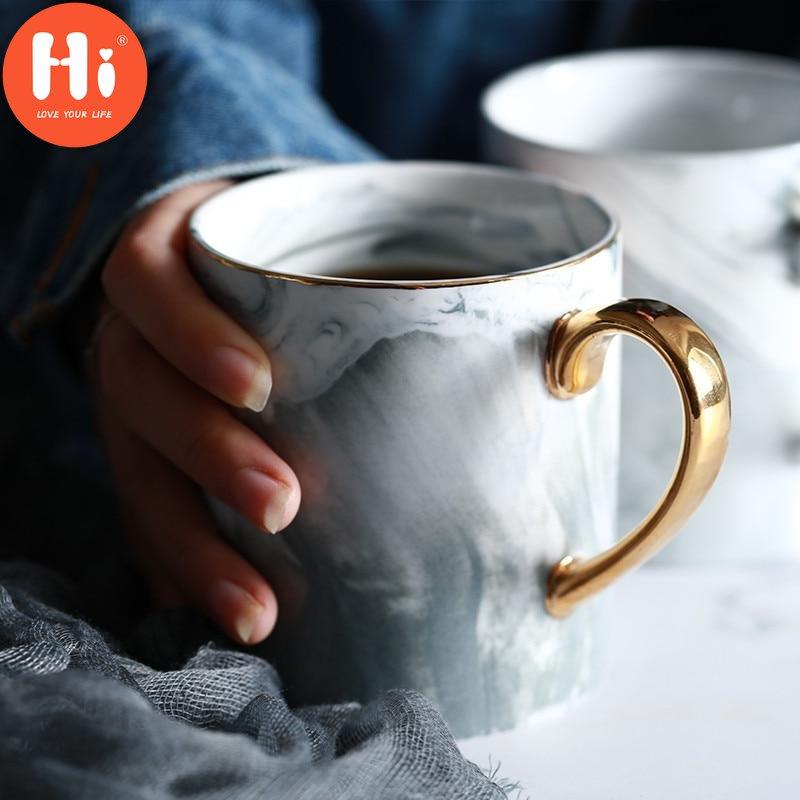 Hi European Style Creative Mramor Zrno Phnom Penh Hrnky na kávu Porcelán Snídaňový šálek na mléko Kancelářský šálek Nádobí na čaj pro dárky
