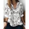 Womens Loose Fit Long Sleeve Cotton Linen Shirt With 3D Floral Print Casual Blouse 2025