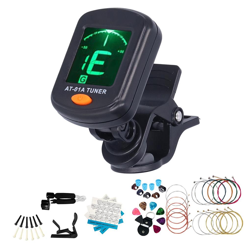 45Pcs Guitar Accessories Set String Capo Bridge Pins Pick Replacement Playing Auxiliary Tool