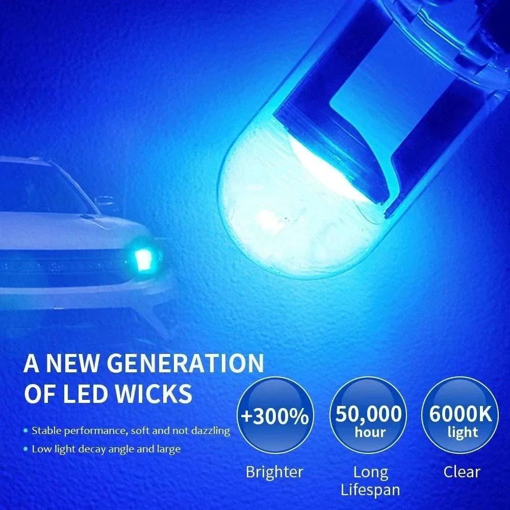 T10 W5W LED Canbus Glass COB 6000K Bright White Auto Interior Reading Light Bulb for 12-24V Motor Vehicles 168 194 192 DC Amagi