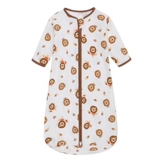 miracle baby" Pure Cotton Long‑Sleeve 3D Sleeping Bag with Animal Print, Center‑Opening, Breathable Summer Sleeping Bag for Children Aged 0–2 Years