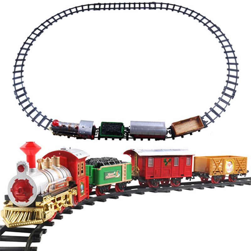 Christmas Series Train Track Electric Steam Track Train Model Lights Children's Holiday Gifts Music Santa Claus Train Set