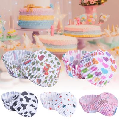 100Pcs Papier Tasse Lebensmittel Grade Exquisite Muster Dicke Fettdicht Backen Tasse für Bäckerei