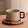 Coarse Pottery Coffee Cup Wooden Pallet Sharp Bottomed Water Cups Breakfast Cups Coffee Mug Afternoon Tea Cup Milk Mug