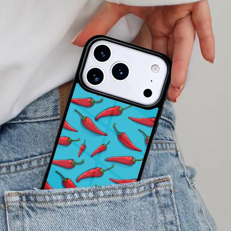 

Red Chilli Pepper Pattern Phone Case for iPhone 17ProMax 12 13 14 15 16e 17 Pro Max Plus Air Cover iPhone 14