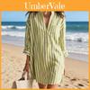 Abito estivo a righe in poliestere con colletto a camicia per vacanze casual al mare