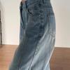 Women's Retro High-Waisted Wide-Leg Jeans - Summer Loose Fit, Slimming Drape, Floor-Length Pants