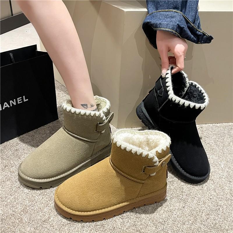 Fashion Women's Ankle Boots Short Plush Warm Snow Boots 2024 New Winter Casual Comfortable Suede Fur Thick Bottom Women Boots