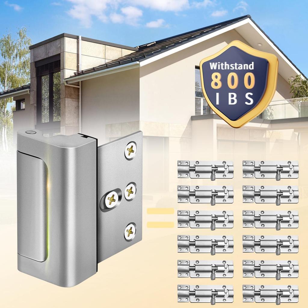 Home security door lock reinforced door lock  silver