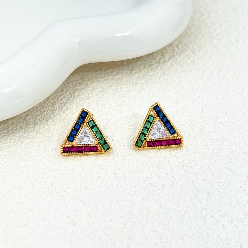Personalized Triangular Full Drill Stud Earrings Design
